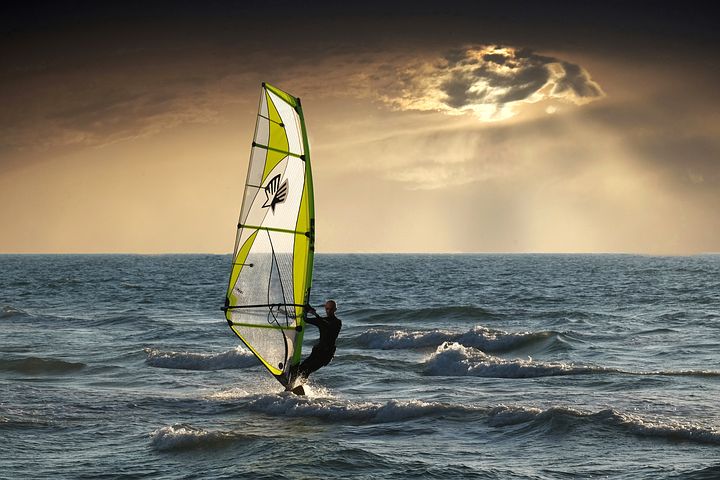 Wind Surfing, Adventure Sport on Water Surface